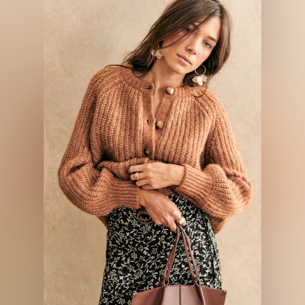 Women’s Sezane Emile Wool and Alpaca Cardigan Camel